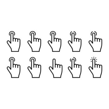 Hand cursor icons pointing and tapping pointing finger vector