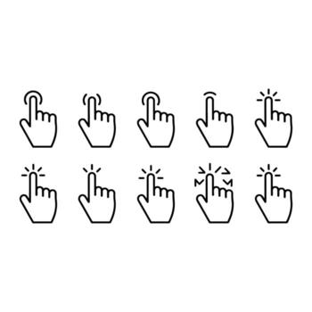 mano cursor íconos demostración Interacción hacer clic icono toque icono vector