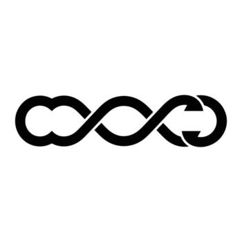 Interlocking infinity symbol with arrows interlocking loops vector