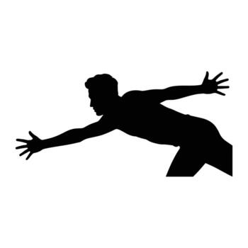 Man reaching out with open hands silhouette stretching vector
