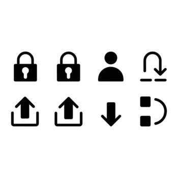 Security user upload download refresh icons lock padlock vector