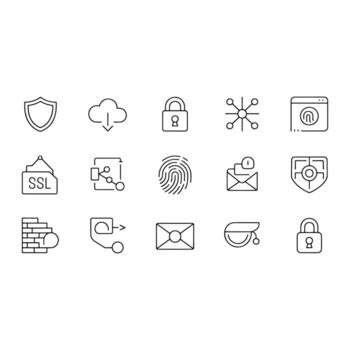 Security icons shield lock cloud fingerprint network ssl vector