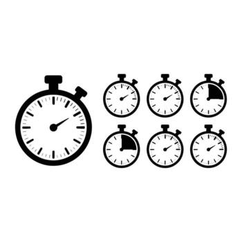 Stopwatch icons with varying time segments timer measurement vector