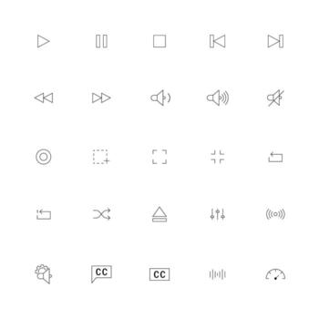 Media Playback Control Icons in Sharp Stroke Style vector