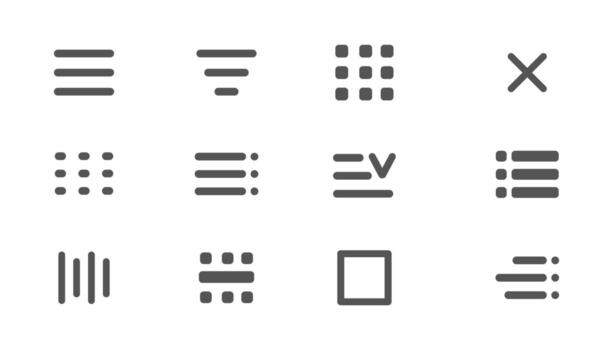 Website navigation button. Hamburger menu line icon set Hamburger interface menu, minimal ui popup burger. Template navigation dropdown button web symbol. Interface design element vector