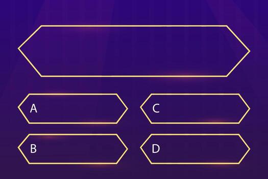 examen pregunta interfaz juego oro menú, espectáculo responder trivialidades modelo antecedentes. múltiple elección marco, botón. bar ui desafío. vector