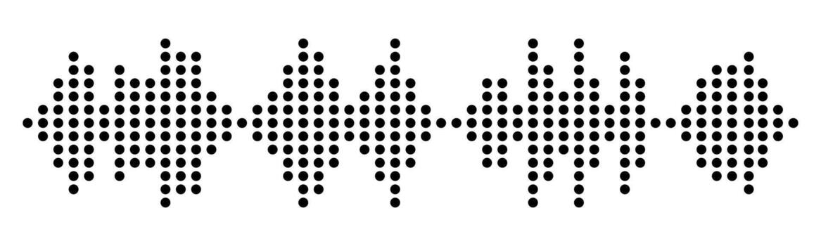 sonido radio ola desde puntos icono, voz mensaje podcast audio grabación. música forma de onda legumbres, igualada ritmo símbolo. grabar nivel vibración. vector