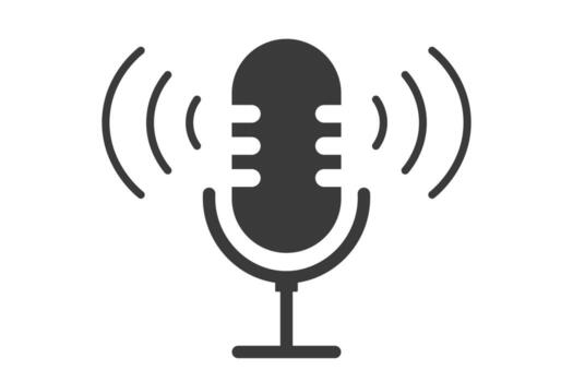 Podcast icon audio voice record, music wave. Microphone symbol, talk, speech. Voice record button or audio call. Retro simple icon. vector