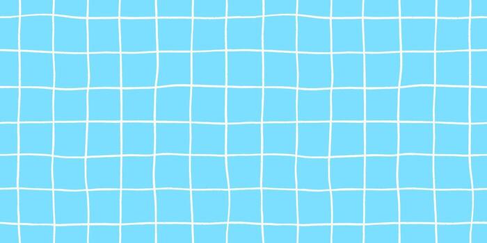 Check seamless pattern grid hand drawn lines creating a playful background with blue square and wavy doodle textured stripes, perfect for cute designs and modern decor in crayon illustration. vector