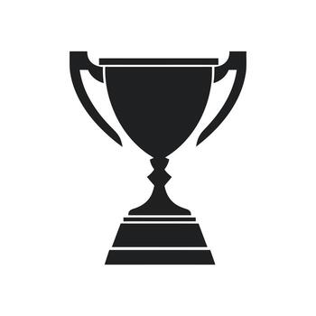 Black and white illustration of a trophy cup on white background vector