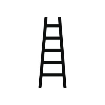 Black ladder icon with five steps on a white background, simple design vector