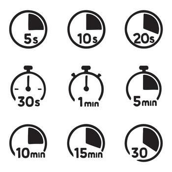 Set of timer icons for time management vector