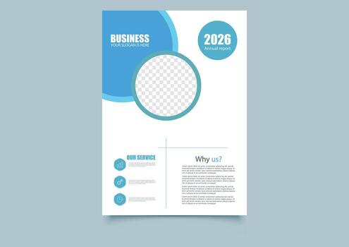 Modern Business Annual Report Layout with Circular Photo Frame 2026. vector