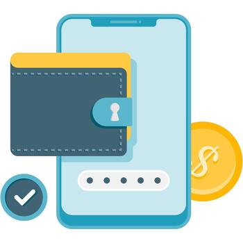 secure mobile wallet vector