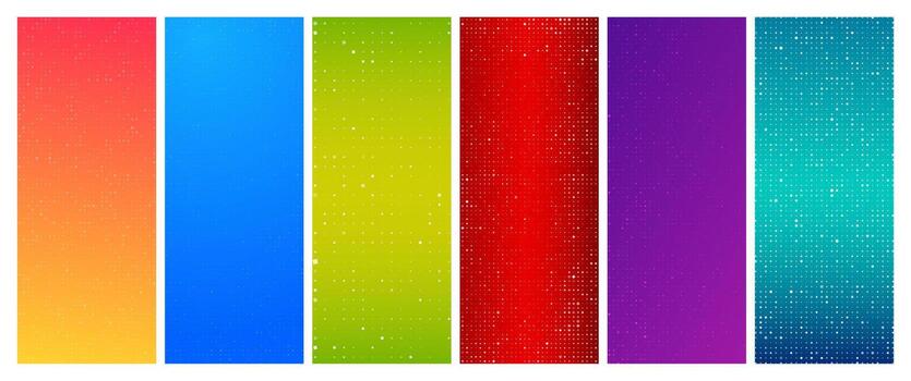 Set of six gradient geometric backgrounds with squares. Pixel backgrounds. illustration vector