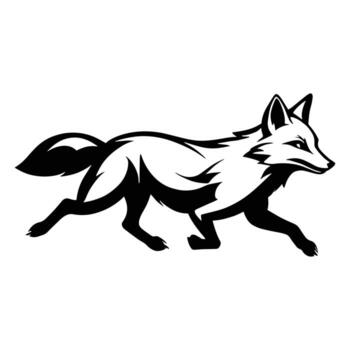 Fox running with a sleek silhouette isolated on white background vector