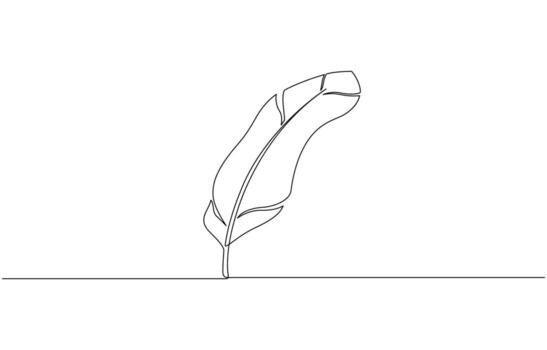 uno continuo línea dibujo de plátano árbol. plátano árbol línea Arte dibujo, plátano hoja continuo línea dibujo, palma hoja en uno continuo línea dibujo. uno línea póster. contorno hoja. vector