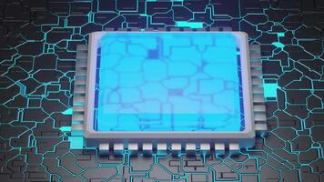 futurista CPU lasca. scifi o circuito borda tecnologia animação. 4k video