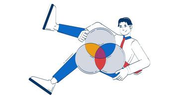 Data analyst presenting Venn diagram hand drawn whiteboard animation. Data visualization. Close look at graph. Analytical thinking animated doodle handdrawn concept pencil drawing 4K video