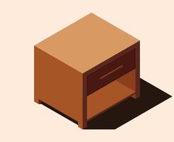 Isometric bedside table. Isometric nightstand. Wooden bedside table. Isometric bedroom furniture. Home furniture vector