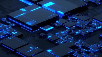 raggiante circuito futuristico Tech griglia ciclo continuo animazione video