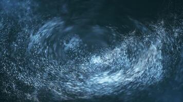 abstrakt flytande rörelse effekt bakgrund med en virvel av virvlande blå vatten partiklar i vätska rörelse. idealisk för teman av energi, natur, eller vetenskap visuella video