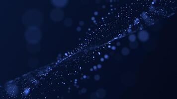 blå teknologi bakgrund med en strömmande Vinka av lysande digital data lampor. detta modern rörelse bakgrund är full hd och en sömlös slinga. video