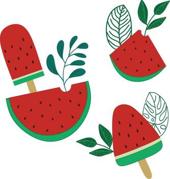Hello summer background with delicious and fresh watermelon vector