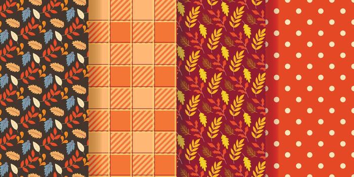 Autumn botanical seamless patterns collection vector