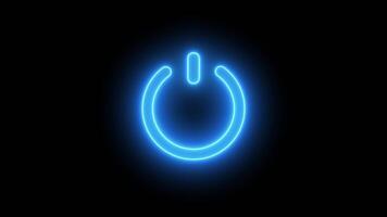 Neon Power reset button sign icon animation isolated on black background video