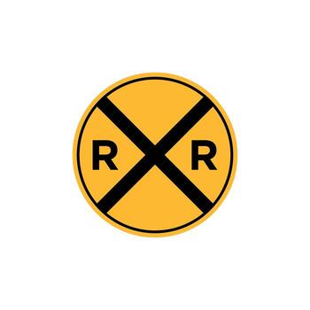 passive advance warning sign for a railroad crossing, also known as a circular advance warning sign. vector