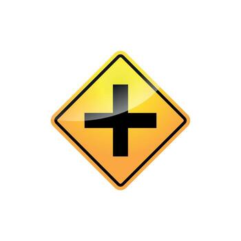 warning road sign, specifically a Crossroads Ahead sign often designated as W2-1 in the US Manual on Uniform Traffic Control Devices, MUTCD. vector