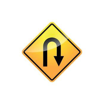 This sign indicates that U-turns are permitted at this location, unless specifically prohibited by other signs or traffic signals. vector