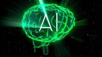 umano cervello, binario codice nel sfondo - ai, artificiale intelligenza concetto video