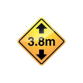 height restriction sign, specifically indicating a maximum allowed height of 3.8 meters vector