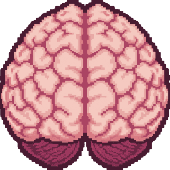 pixelizada representação do humano cérebro anatomia enfatizando neural complexidade e cognitivo png