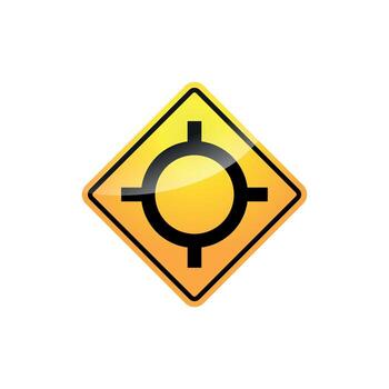 traffic sign indicating a roundabout or circular intersection ahead. vector