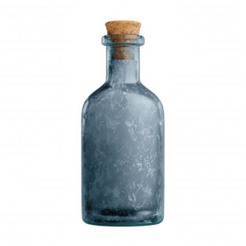 elegante smerigliato bottiglia con sughero tappo, Perfetto per biologico design elementi. Questo unico contenitore Aggiunge toccare di eleganza per qualunque ambientazione, fabbricazione esso ideale per vario usi png