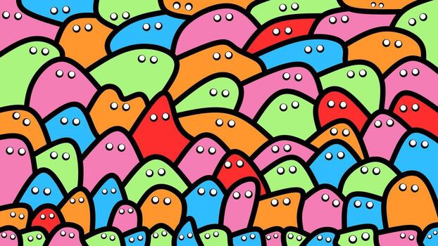 resumen modelo de vistoso, gota me gusta cifras con ojos, creando un juguetón y ojo atrapando antecedentes. ilustración con caprichoso diseño. vector