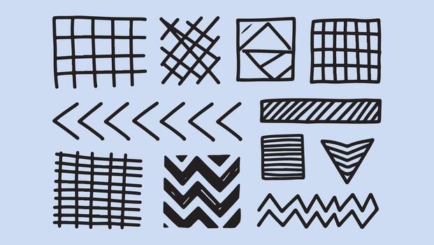 Collection of hand drawn geometric patterns and shapes vector