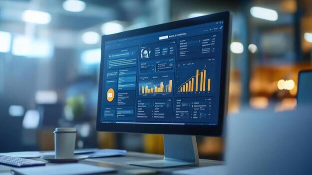 Modern Business Analytics Dashboard Displayed on a Computer Screen photo