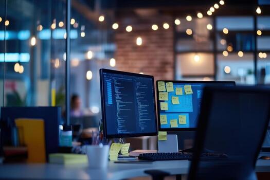 noche cambio codificadores un vislumbrar dentro el tarde en la noche mundo de software desarrollo foto