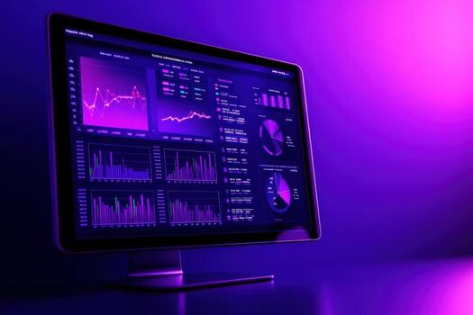 Data Visualization A Stunning Display of Financial Analytics on a Modern Desktop photo