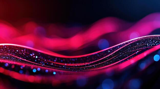 Abstract glowing waves dark background bokeh digital art website header photo