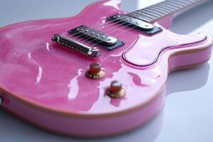 rosado eléctrico guitarra estudio disparo, lustroso finalizar, reflexión, música foto