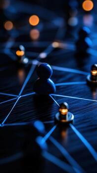 Network, connection, node, global, digital, team, dark, bokeh, communication, business photo