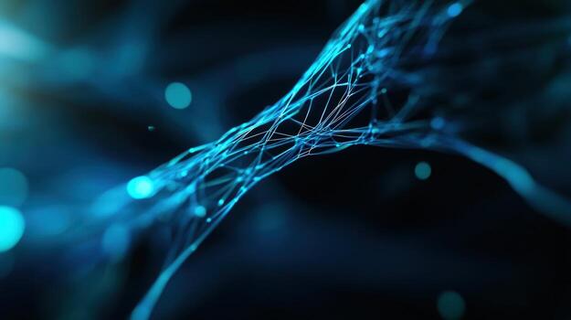 Blue digital network flowing, dark background, data visualization, tech concept photo