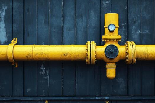 A yellow pipe with a valve on it photo