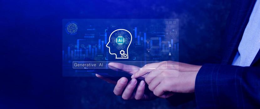 concept, using technology for working tools. Chat with AI, using technology smart robot AI, artificial intelligence to generate something. LLMs, robot photo