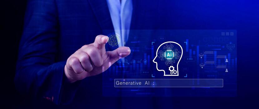 concept, using technology for working tools. Chat with AI, using technology smart robot AI, artificial intelligence to generate something, photo